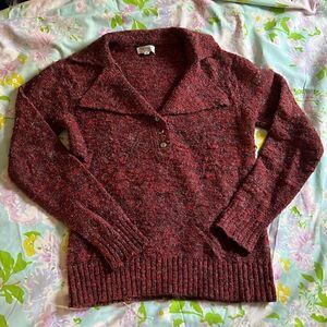 Vintage YSL Yves Saint Laurent Notched Collar Sweater - M